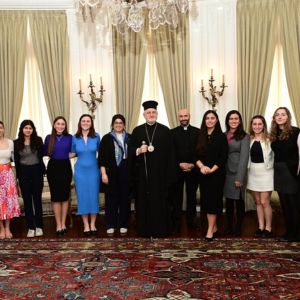 Archbishop Elpidophoros Welcomes the Greek Orthodox Archdiocese National Girl Delegates to the United Nations to Archdiocese Headquarters