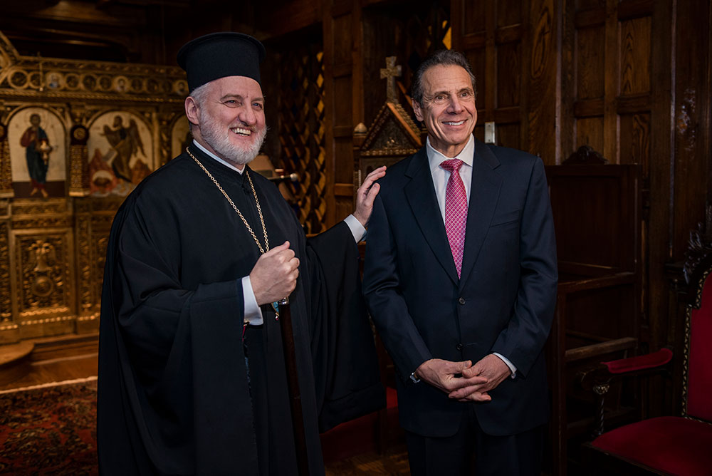 Archbishop Elpidophoros welcomes Gov. Cuomo to announce commencement of St. Nicholas Construction