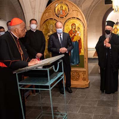 Ecumenical patriarch, cardinal meet at Georgetown University chapel