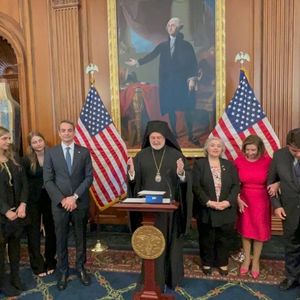 His Eminence Archbishop Elpidophoros, Blessing at the Speaker’s Reception at the Capitol In Honor of His Excellency   The Prime Minister of the Hellenic Republic and Mrs. Mitsotaki