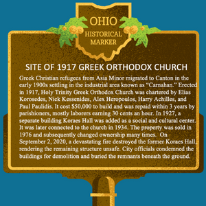 Ohio Historical Marker Placed at Church Site Founded by Greek Christian Refugees of Asia Minor